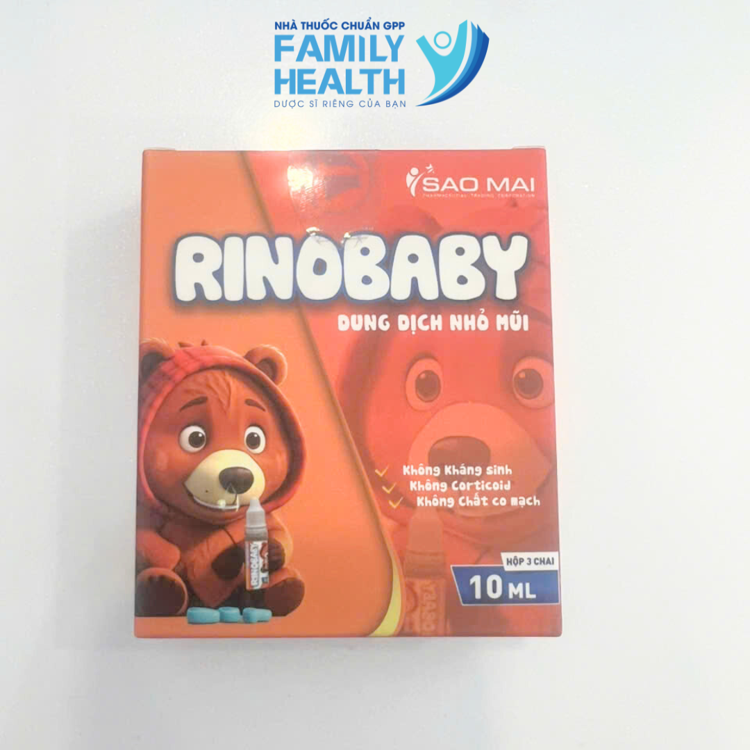 DUNG DỊCH NHỎ MŨI CHO TRẺ EM RINOBABY VỊ NGỌT 1 HỘP 3 CHAI 10ML